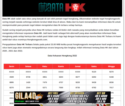 data pengeluaran hongkong