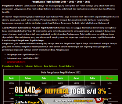 data pengeluaran bullseye